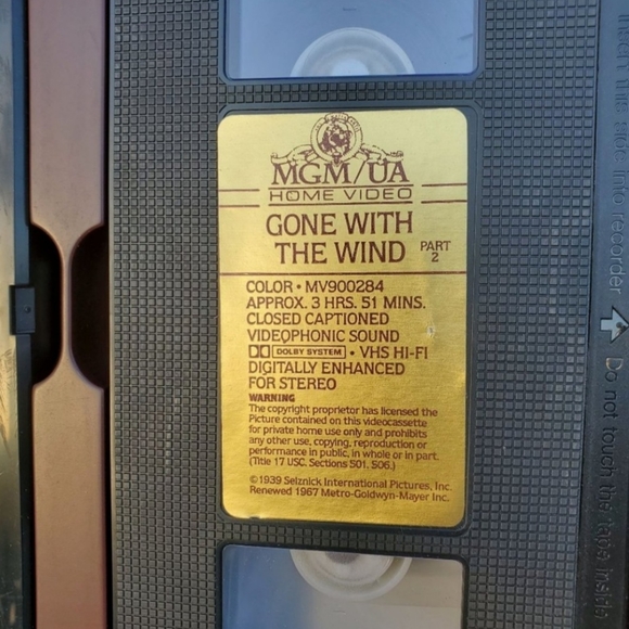 Gone With The Wind MGM/UA Home Video 2 Tape HI-FI VHS Deluxe Edition Box Set '85 - Picture 4 of 12